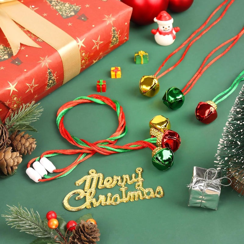 LIGHOON 24 PCS Christmas Jingle Bell, Necklace Bells with Rope for Christmas Holiday Party Decoration Supplies (Red, Gold, Green) - Image 3